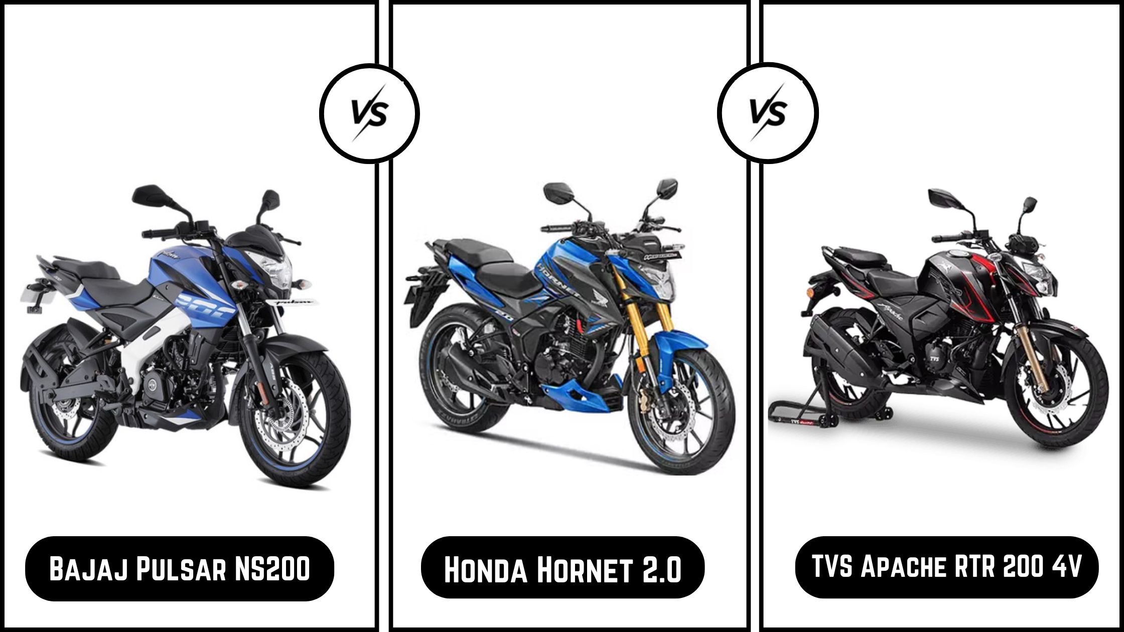 Bajaj Pulsar NS200 Vs Honda Hornet 2 0 Vs TVS Apache RTR 200 4V